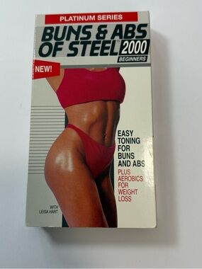 Buns & Abs of Steel 2000 beginners - Women's Red Workout VHS Edition vintage